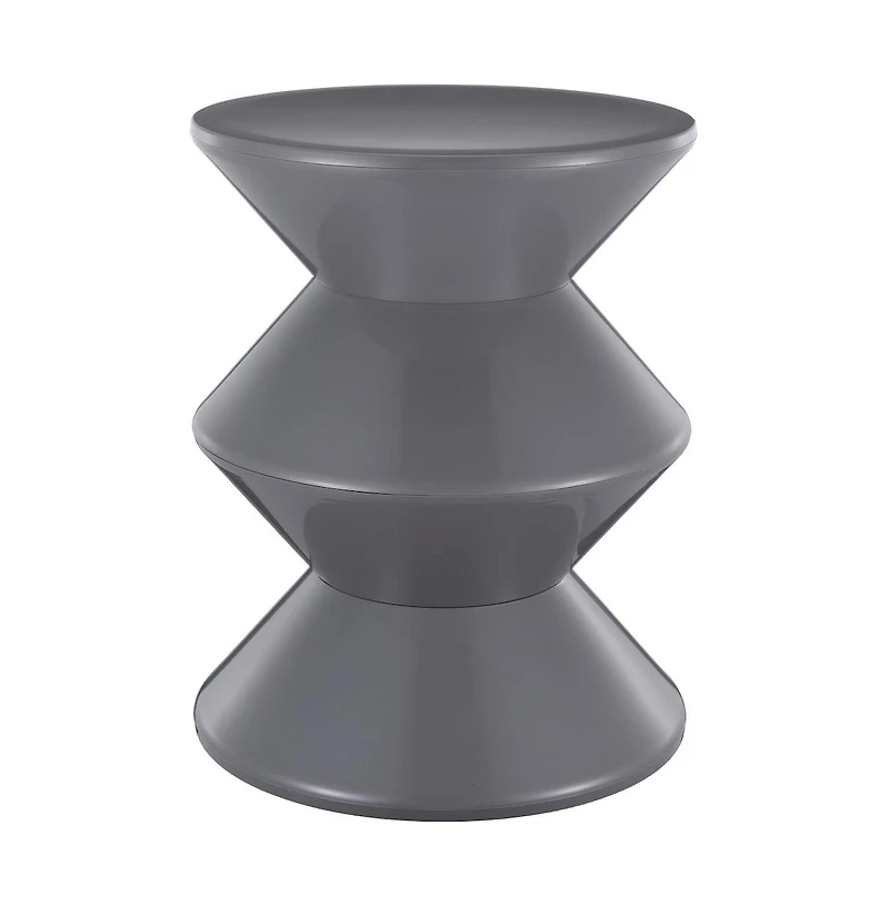 LeisureMod Aura Modern Plastic Side End Table, Indoor/Outdoor Use, Grey