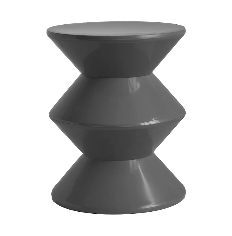 LeisureMod Aura Modern Plastic Side End Table, Indoor/Outdoor Use, Grey