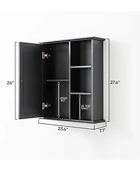 Vanirror Over The Bathroom Cabinet - Wall Mounted Bathroom Storage with Shelves, Wooden Medicine Cabinet for Bathroom, Kitchen, Laundry Room (Black)
