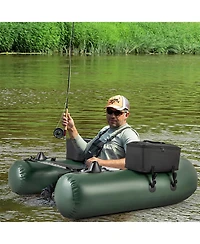 Akiudex Inflatable Fishing Float Tube with Pump, Storage Pockets, and Motor Mounts