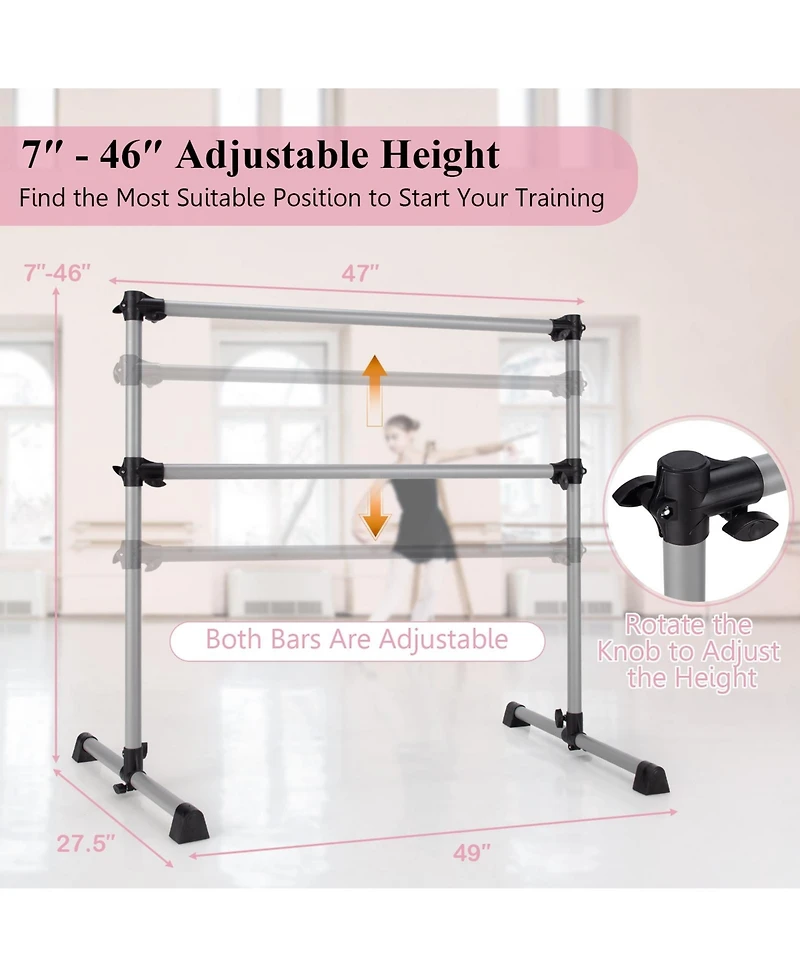 Akiudex Adjustable Freestanding Ballet Barre for Home and Studio