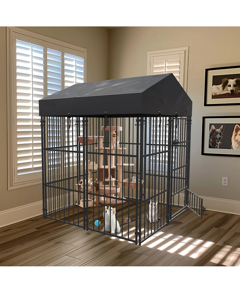 Bingopaw Waterproof Dog Kennel Outdoor Dog Playpen Enclosure with Roof,50x47.2x64.9''