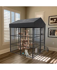 Bingopaw Waterproof Dog Kennel Outdoor Dog Playpen Enclosure with Roof,50x47.2x64.9''