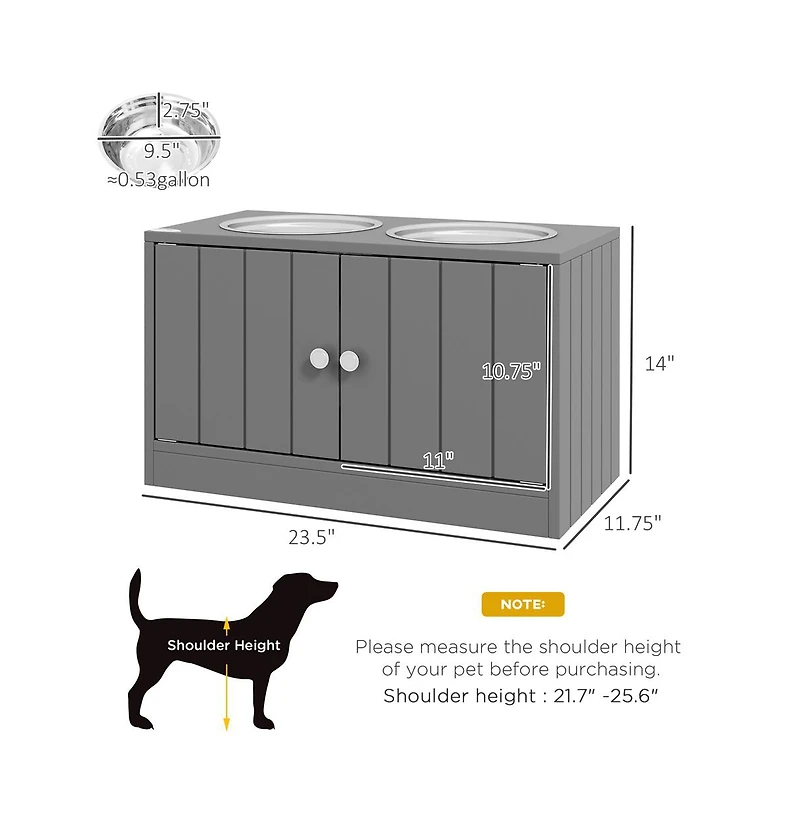 Aostirmotor 44in-l Elevated Dog Bowls Storage Cabinet Raised Dog Bowl Stand Feeding Station