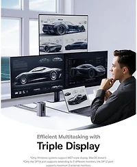 Baseus Laptop Docking Station, 11 in 1 Triple 4K Display Hdmi/Dp, 10Gbps Usb A/C Fast Data, Pd 100W, Ethernet, Audio, Usb C Docking Station for Window