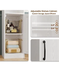 Tall Bathroom Cabinet with Drawer, Door and Adjustable Shelves, White