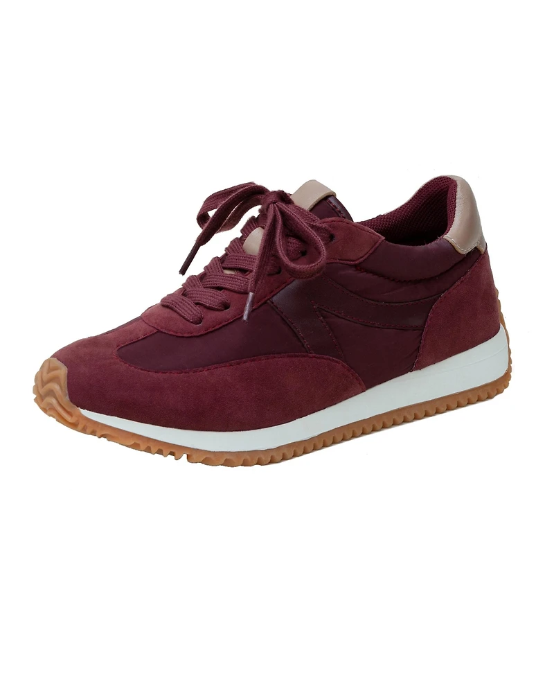 Kaisa | Low Profile Lace-up Nylon and Leather Trainers
