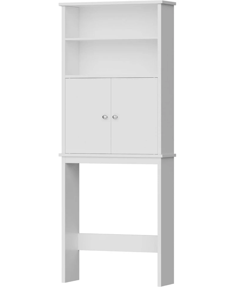 Vanirror Over-Bathroom Storage Cabinet with Double Doors & Adjustable Shelf - White Freestanding Bathroom Organizer with Open Shelf