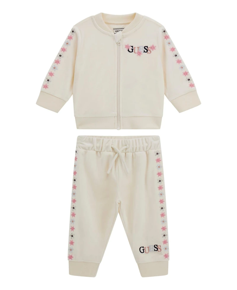 Guess Baby Girls 2-Piece Velour Top and Active Pant Set