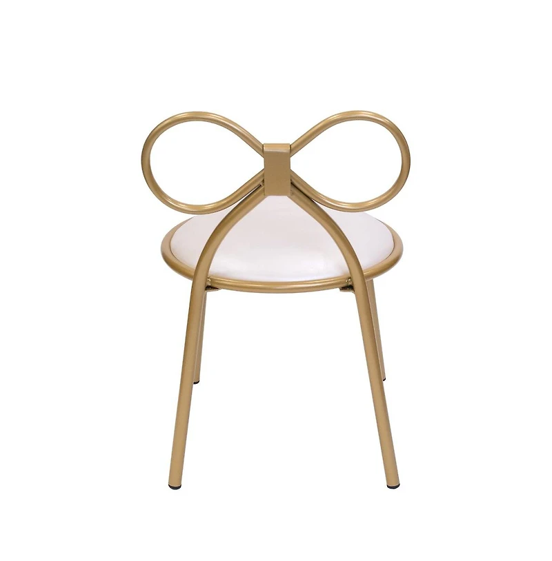 Csp Set Of 1 Metal Kids Bow Chair With Gold Vinyl Seat Cushion