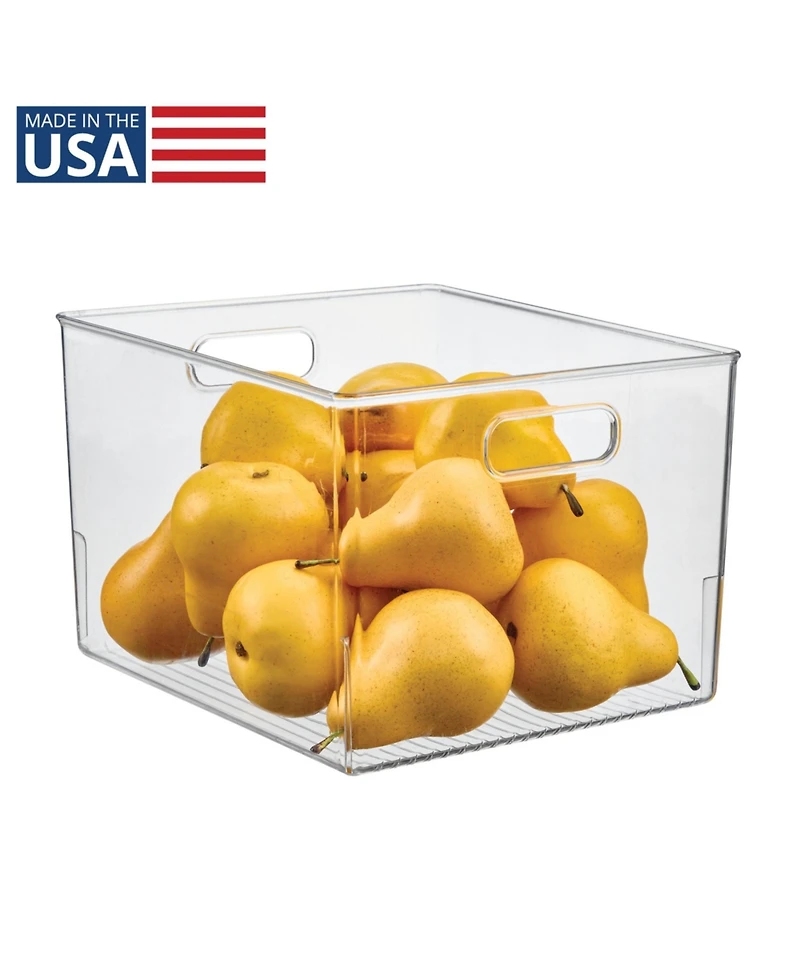 iDesign Storage Bin with Handles for Kitchen, Bathroom, or Home Office, Set of 2, Clear, Made in Usa