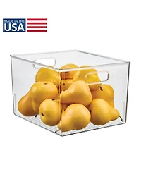 iDesign Storage Bin with Handles for Kitchen, Bathroom, or Home Office, Set of 2, Clear, Made in Usa