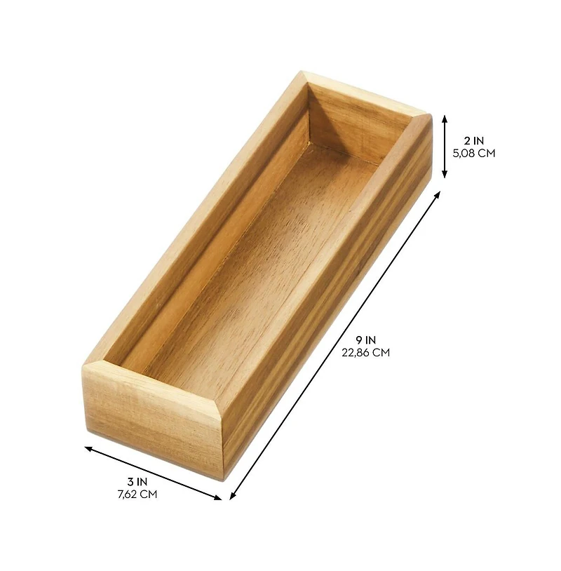 iDesign Acacia Wood Kitchen Drawer Organizer - Set of 3 - Natural