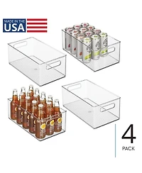 iDesign Plastic Stackable Fridge Bin with Handles, Set of 4, Clear, Made in Usa