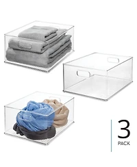iDesign Plastic Pantry Storage Bin with Handles - Set of 3 - Clear