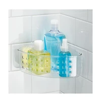 iDesign Plastic Suction Corner Shower Basket, Set of 2, Clear, Made in Usa