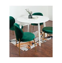 Roundhill Furniture Amoa 5-Pc Dining Set, White Round Dining Table with 4 Chairs, Green