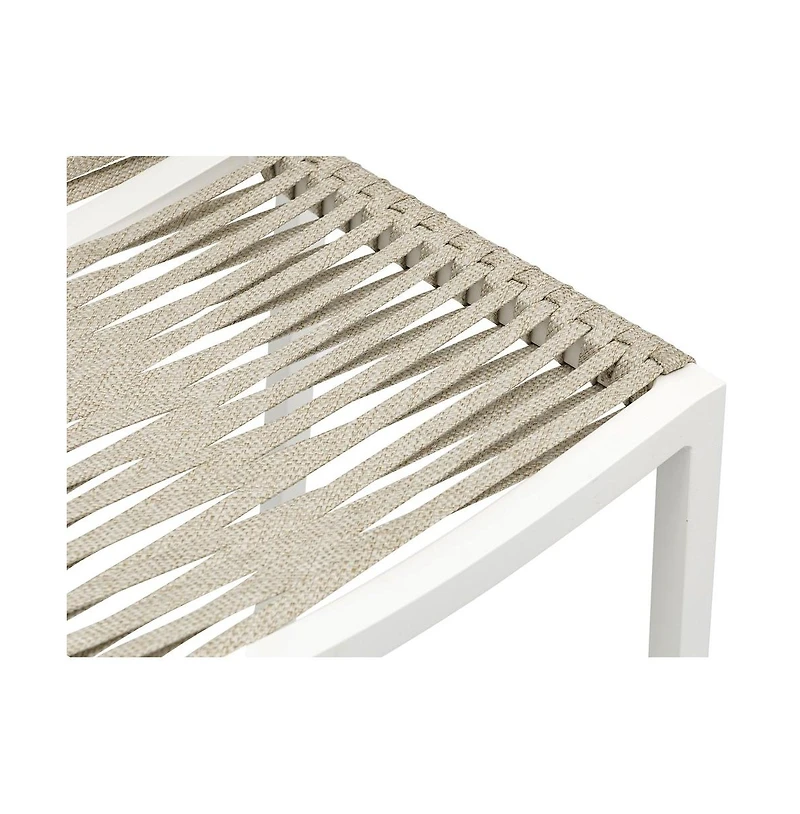Meridian Furniture Maldives Cream Rope Fabric Outdoor Patio Barstool, Set of 2