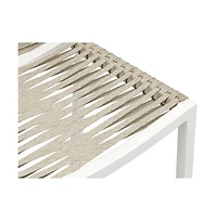 Meridian Furniture Maldives Cream Rope Fabric Outdoor Patio Barstool, Set of 2