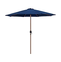 Meridian Furniture Fiji Navy Fabric / Teak Aluminum Patio Umbrella with Base Sets