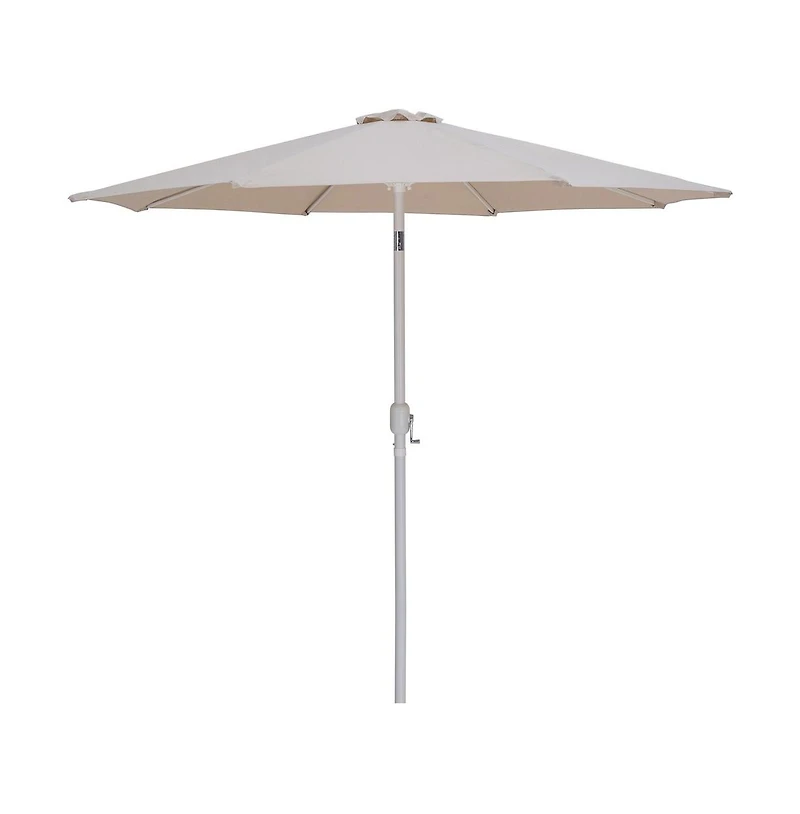 Meridian Furniture Fiji Beige Fabric / Teak Aluminum Patio Umbrella with Base Sets