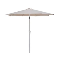 Meridian Furniture Fiji Beige Fabric / Teak Aluminum Patio Umbrella with Base Sets