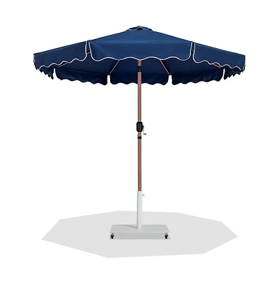 Meridian Furniture Amalfi Navy With Cream Piping / Matte Metal Patio Umbrella with Base Sets