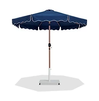 Meridian Furniture Amalfi Navy With Cream Piping / Matte Metal Patio Umbrella with Base Sets