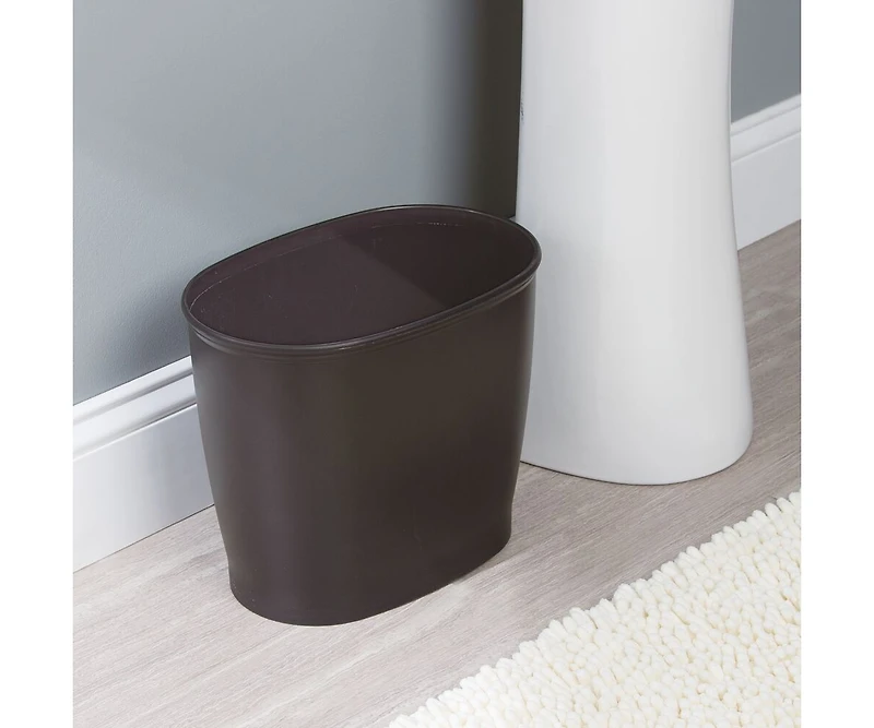 iDesign Small Oval Plastic Bathroom Trash Can, Set of 2