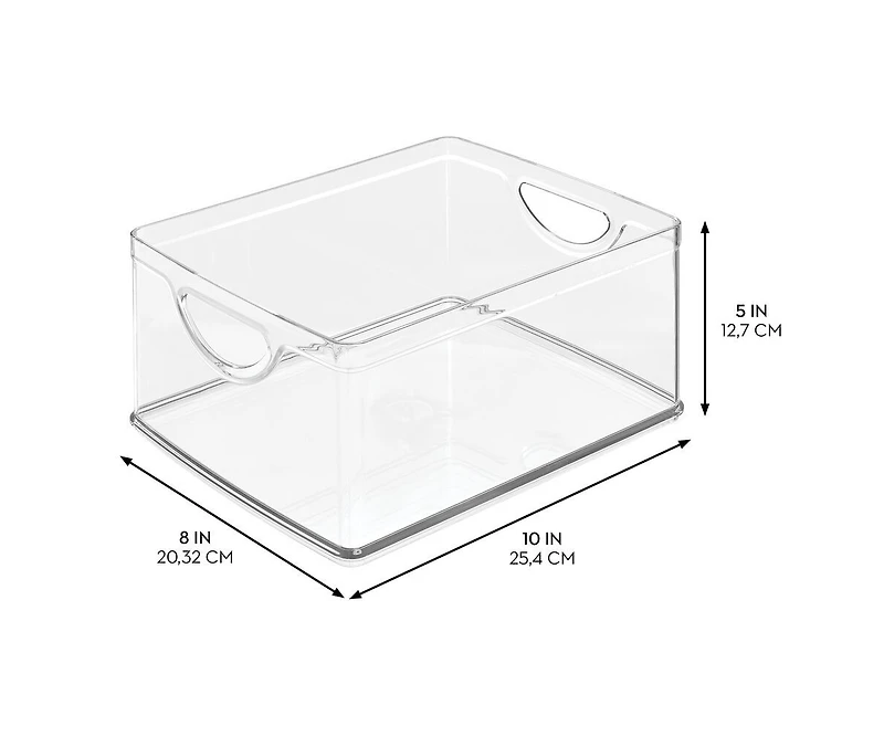 iDesign Stackable Pantry Storage Bin with Handles, Set of 2, Clear