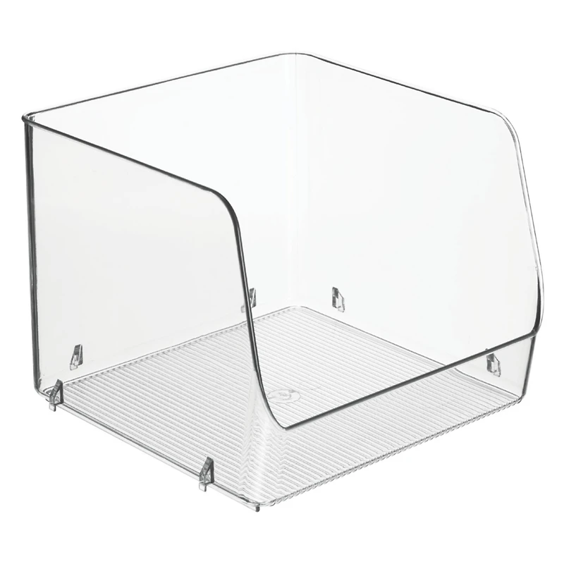 iDesign Stackable Open-Front Storage Bin - Set of - Clear