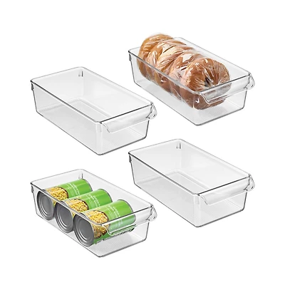 iDesign Fridge Storage Tray with Handle - Set of 4 - Clear