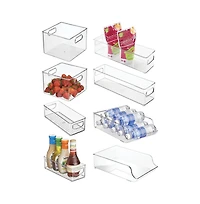 iDesign Fridge Storage Bin Set with Bottle Holder, Set of 8, Clear