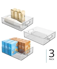 iDesign Divided Storage Bin for Fridge or Pantry, Set of 3, Clear, Made in Usa