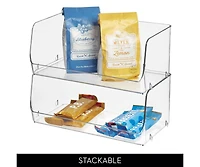 iDesign Wide Stackable Open-Front Storage Bins - Set of 6 - Clear - Made in Usa