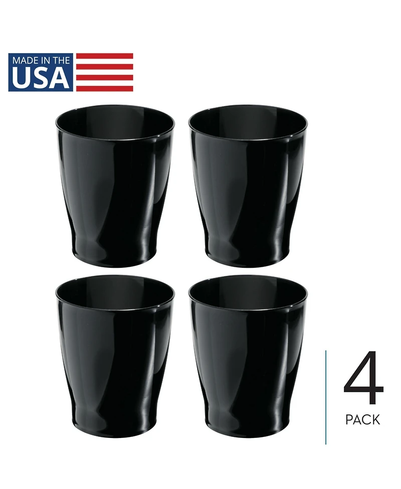 iDesign Small Round Plastic Bathroom Trash Can - Set of 4 - Made in Usa