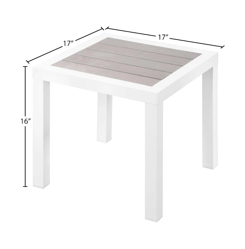 Meridian Furniture Nizuc Grey Wood Look Accent Paneling Outdoor Patio Aluminum End Table