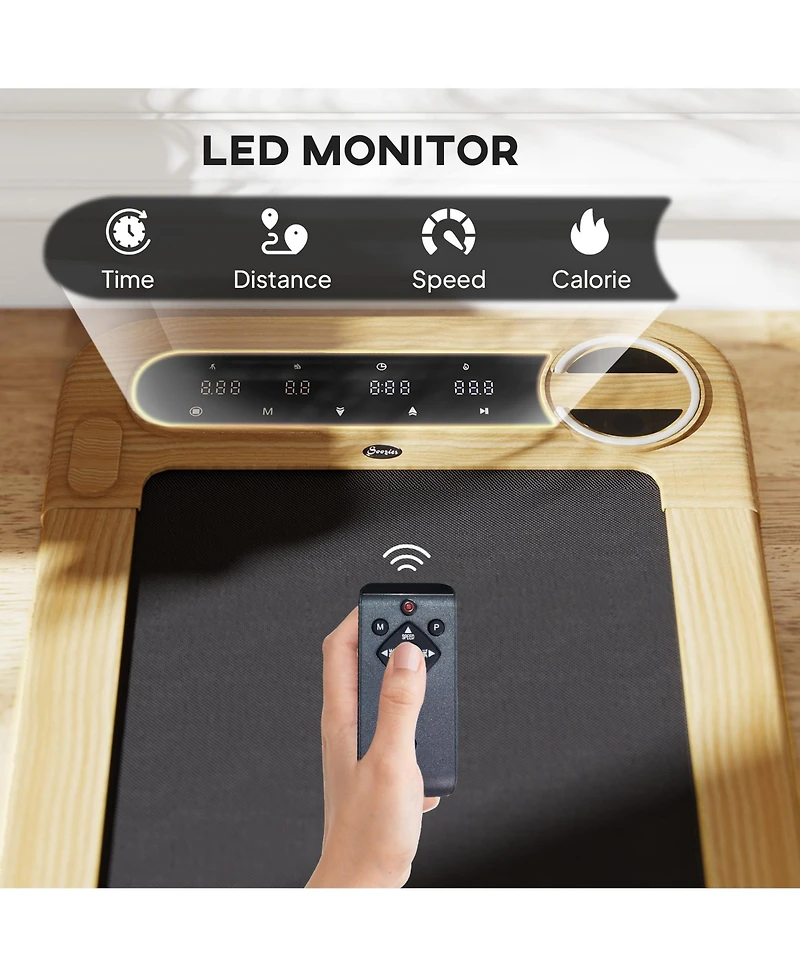 Soozier Walking Pad, Under Desk Treadmill with Wider Belt, Remote Control
