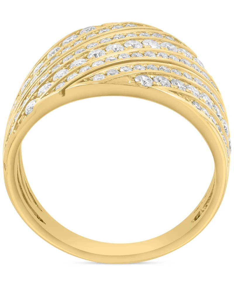 Effy Diamond Diagonal Row Wide Width Statement Ring (1-1/20 ct. t.w.) in 14k Gold
