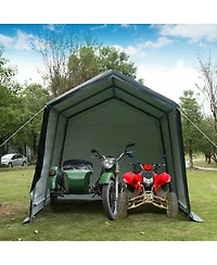 Akiudex Heavy-Duty Outdoor Carport with Removable Door and Waterproof Cover