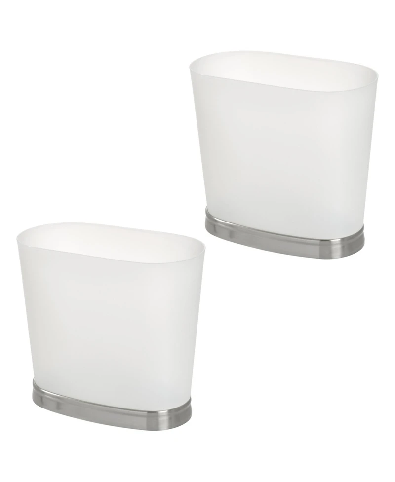 iDesign Small Oval Bathroom Trash Can - Frost/Brushed Nickel - Made in Usa