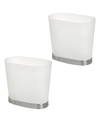 iDesign Small Oval Bathroom Trash Can - Frost/Brushed Nickel - Made in Usa