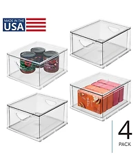 iDesign Stackable Storage Drawer for Pantry, Set of 4, Clear, Made in Usa