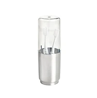 iDesign Stainless Steel Toothbrush Organizer with Cover - Clear/Brushed