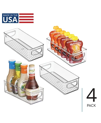 iDesign Plastic Stackable Pantry Bin with Handles, Set of 4, Clear, Made in Usa