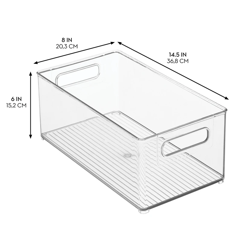 iDesign Plastic Stackable Fridge Bin with Handles, Set of 2, Clear, Made in Usa