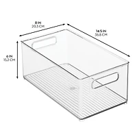 iDesign Plastic Stackable Fridge Bin with Handles, Set of 2, Clear, Made in Usa