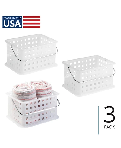 iDesign Stackable Shower Basket, Set of 3, Clear/Frost