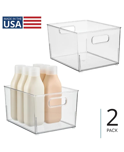 iDesign Small Stackable Bathroom Storage Bin - Set of 2 - Clear - Made in Usa