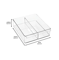 iDesign Divided Plastic Pantry Bin with Handle, Clear, Made in Usa